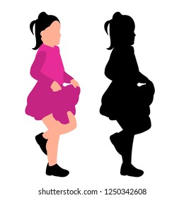 white background, faceless silhouette of a child girl walking