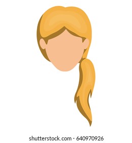 White Background Of Faceless Woman Blonde With Ponytail Hair Style Vector Illustration