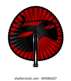white background and the fan with black mask