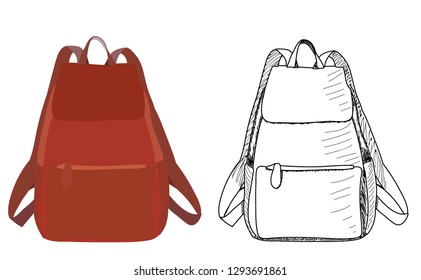 white background, fashionable backpack