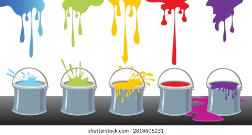 a white background with five  rown of different pain colors. eps 10