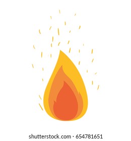 white background with flame and fire sparks vector illustration