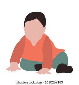 white background, flat style baby sitting, no face