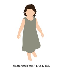 white background, in a flat style baby little girl