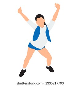 white background, in a flat style, a child is dancing, a girl