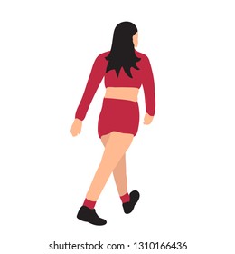 white background, flat style, girl goes