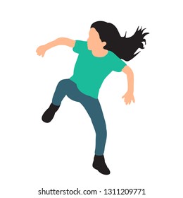 white background flat style girl dancing