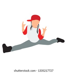 white background in flat style little girl twine