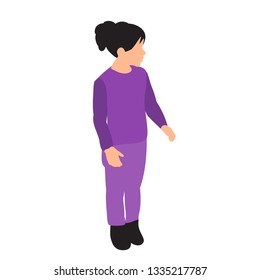 white background, in flat style. little girl, child