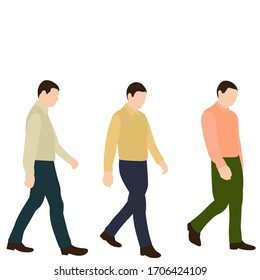  white background, in a flat style a man is walking