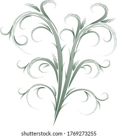 White background. Floral openwork patterns. Curved lines.