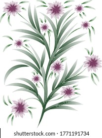 White background. Floral pattern made by a pen.