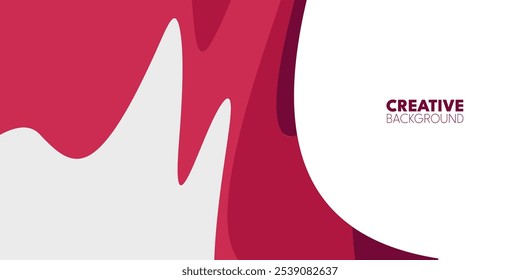 A white background with flowing, overlapping shapes of red and gray.