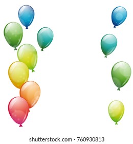 white background with flying balloons