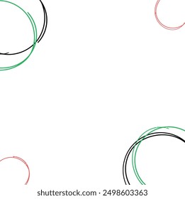 White background with four circles in black, green, and red for design projects, banners, social media posts, or digital presentations.