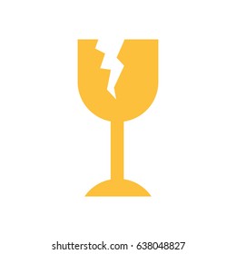 white background with fragile packaging symbol broken wine glass vector illustration