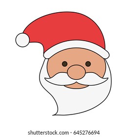 white background with front face santa claus with christmas hat