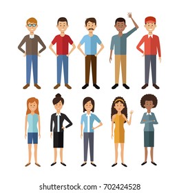 white background with full body group people of the world diversity