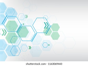 White Background Geometric Blue Hexagon Pattern