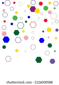 white background geometric colored hexagon pattern Colorful hexagon background.