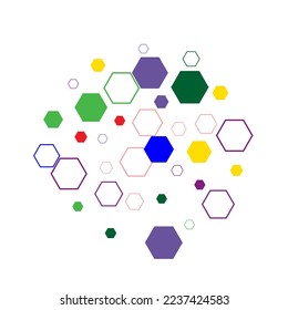 white background geometric colored hexagon pattern Graphic design vector.