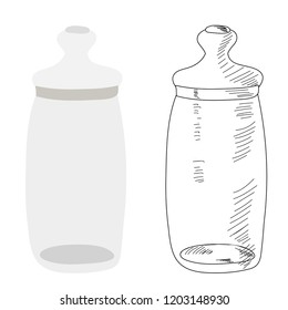 white background, glass jar