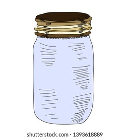 white background glass jar, empty, icon