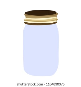 white background, glass jar with lid