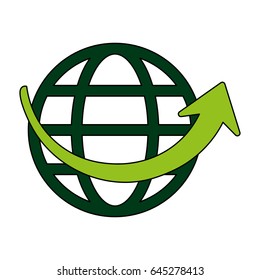 white background with globe earth with parallels and meridians