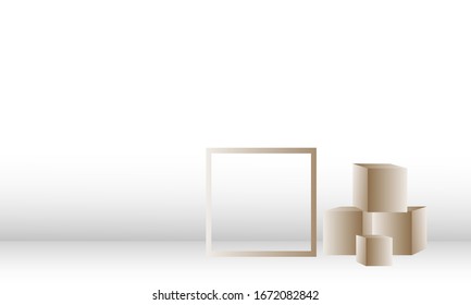 fondo blanco con una caja dorada. para fondo