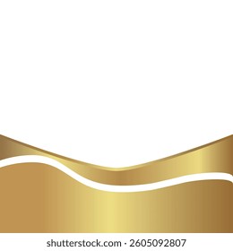 White background with gold elegant effect. Gold background with space for text. Gold gradient for banner, golden wavy shape, gold radient luxury. Vector illustration. Eps10.