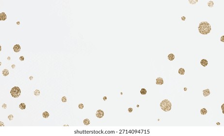 White background with gold glitter dots. The background is minimalist and elegant, featuring a white color with sparkling gold accents. Christmas background vector.