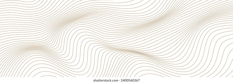 White background with gold line waves, Luxury banner background. Vector illustration