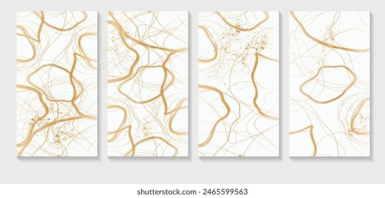 White background with gold lines. Modern background with luxury lines.
