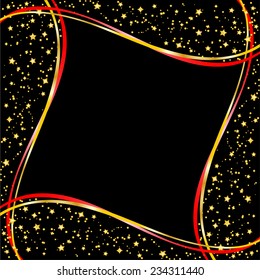 White background with gold stars and wave for holiday design