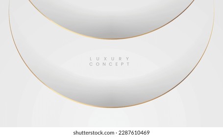 White Background with Golden Circle Lines, Luxury Elegant Concept. Vector Illustration