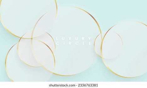 Fondo blanco con líneas de círculo dorado, concepto elegante de lujo. Resumen Círculos de oro transparentes sobre fondo gris blanco. Ilustración vectorial