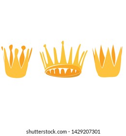 white background, golden crown, set