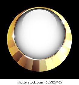White background with a golden frame, with space for your text. Vector illustration.
