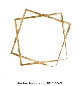 Fondo blanco con marco dorado, vector. Marco fotográfico dorado, vector. Marco decorativo para fotos, carteles, postales, decoración.