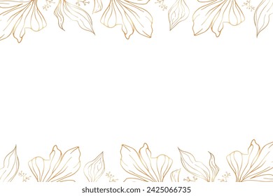 White background with golden leaves. Banner. Vector Graphics