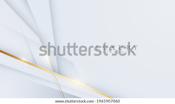 White background with golden\
lines. Luxury 3d realistic concept. Vector illustration for\
design.