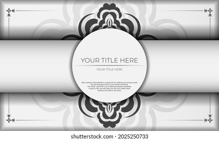 White background gorgeous vector mandala patterns with vintage ornaments and place under text. Print-ready invitation design with mandala ornament.