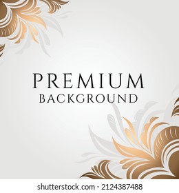 Fondo blanco con elegantes flores doradas estilizadas en las esquinas, una plantilla para cubiertas, postales, felicitaciones, invitaciones a bodas, publicidad en moda, cosmetología, floristería. Vector