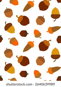 white background with graphic stylized acorns repetitive decorative illustration for seasonal events and thanksgiving designs