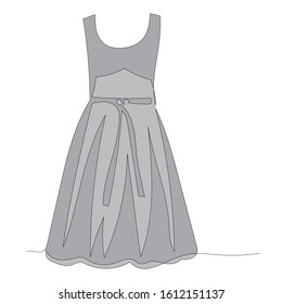 white background, gray dress with a continuous line of a dress