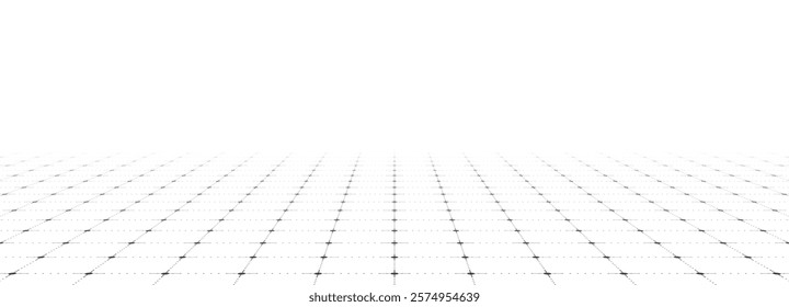 White background with gray perspective grid lines creating a square pattern. Template platform for technology, user interface, industry, science, blueprint, or infographic concept. Vector illustration