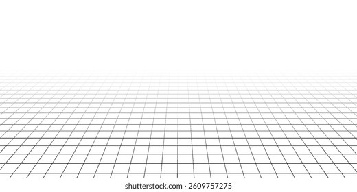 White background with gray perspective grid lines creating a square pattern. Template platform for technology, user interface, industry, science.
