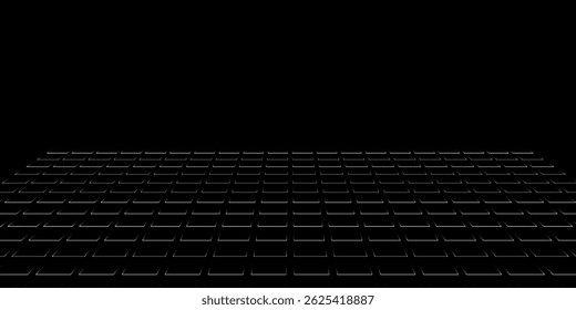 White background with gray perspective grid lines creating a square pattern. Template platform for technology, user interface, industry, science, blueprint, or infographic concept. Vector illustration