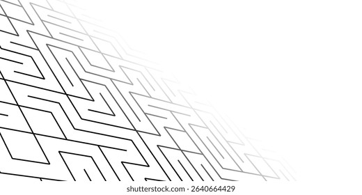 White background with gray perspective grid lines creating a square pattern. Template platform for technology, user interface, industry, science, blueprint, or infographic concept. Vector illustration